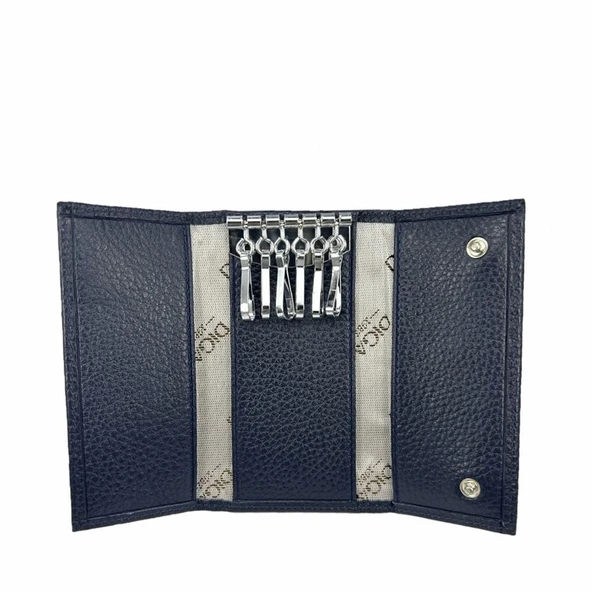Hakiki Deri Organizer Dikey Anahtarlık Lacivert - Resim 4