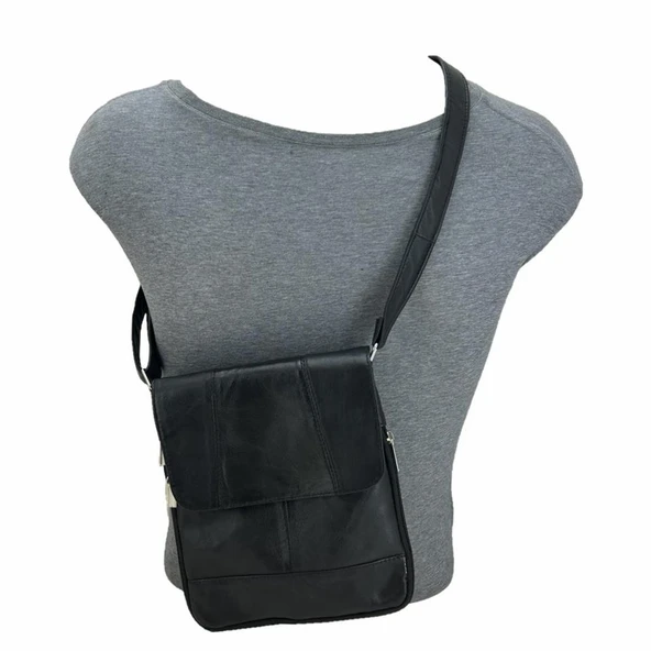 Hakiki Deri Cayu651 Postacı Çanta Siyah - Resim 2