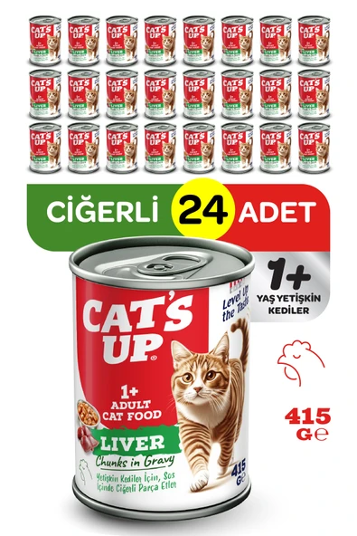 Cats Up Yaş Yetişkin Kedi Maması Ciğerli 415gr 24Lü