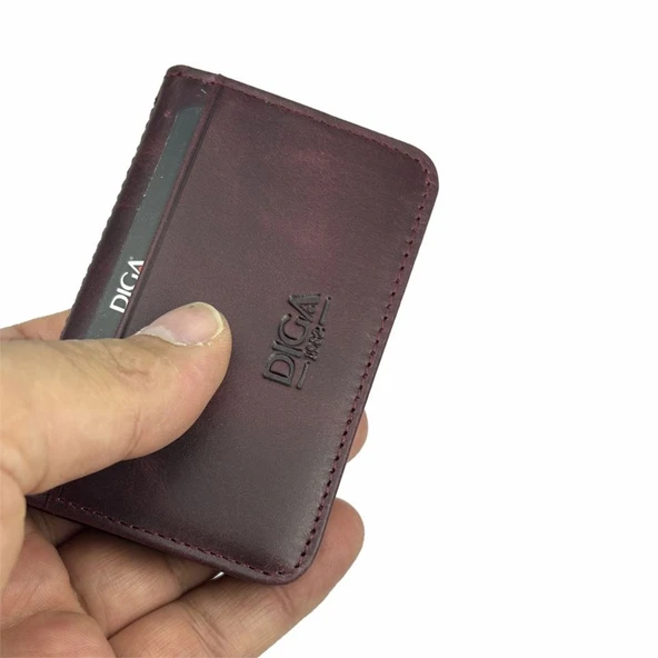 Diga 1169 Hakiki Deri Minimal Kartlık Bordo ürün görseli 1