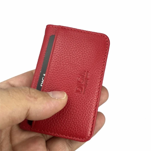 Diga 1169 Hakiki Deri Minimal Kartlık Kırmızı ürün görseli 1