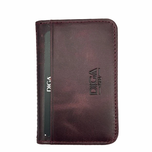 Diga 1169 Hakiki Deri Minimal Kartlık Bordo - Resim 3