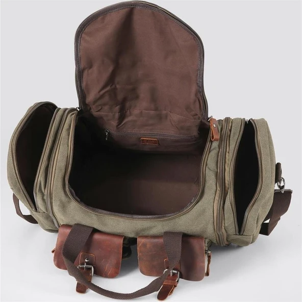 ÇÇS 40232 Genişleyebilir Kanvas Seyahat Çantası Valiz Yeşil - Resim 2