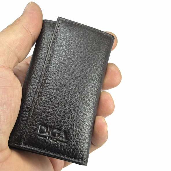 Hakiki Deri Organizer Dikey Avuçiçi Anahtarlık Kahve ürün görseli