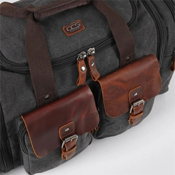 ÇÇS 40232 Genişleyebilir Kanvas Seyahat Çantası Valiz Siyah - Resim 4