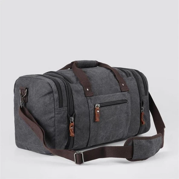 ÇÇS 40232 Genişleyebilir Kanvas Seyahat Çantası Valiz Siyah - Resim 3