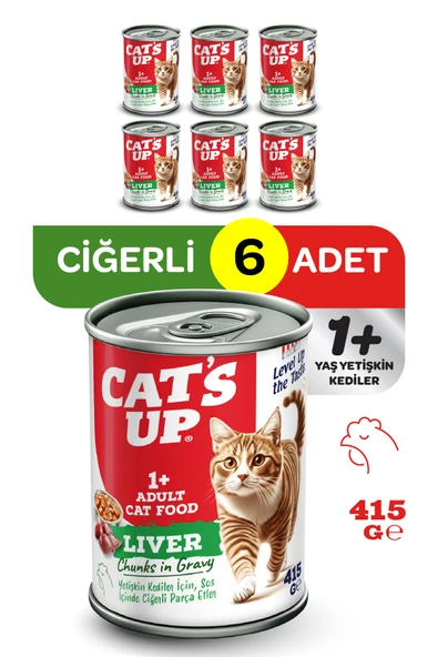 Cats Up Yaş Yetişkin Kedi Maması Ciğerli 415gr 6Lı ürün görseli 1