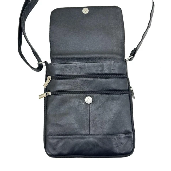 Hakiki Deri Cayu651 Postacı Çanta Siyah - Resim 3