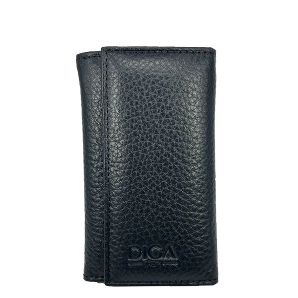 Hakiki Deri Organizer Dikey Avuçiçi Anahtarlık Siyah - Resim 4