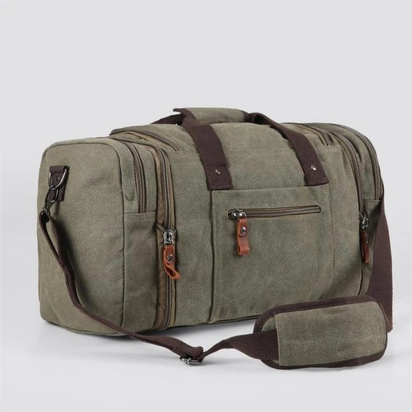 ÇÇS 40232 Genişleyebilir Kanvas Seyahat Çantası Valiz Yeşil - Resim 5