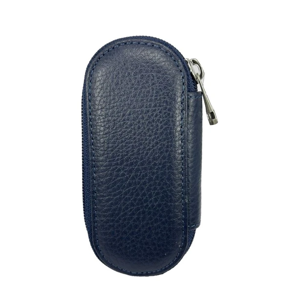 Hakiki Deri Fermuarlı Anahtarlık Şık ve Fonksiyonel Lacivert - Resim 3