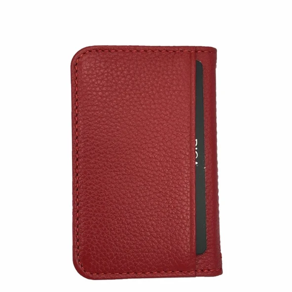 Diga 1169 Hakiki Deri Minimal Kartlık Kırmızı - Resim 3
