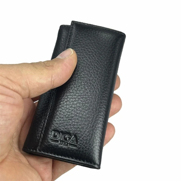 Hakiki Deri Organizer Dikey Anahtarlık Siyah ürün görseli 1