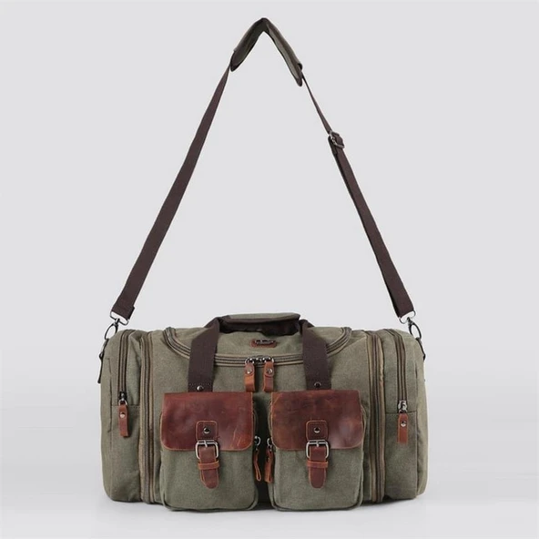 ÇÇS 40232 Genişleyebilir Kanvas Seyahat Çantası Valiz Yeşil ürün görseli 1