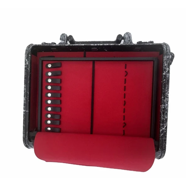 Takı ve Tespih Çantası Kilitli Sürgülü Yumuşak Astar 30'lu Mermer Desen - Resim 4