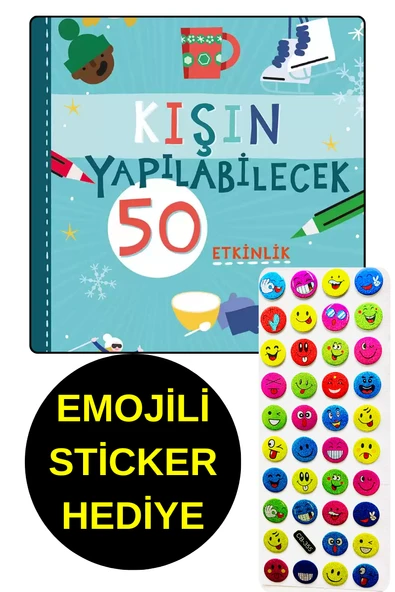 EMOJİLİ  STİCKER HEDİYE  - OKUL ÖNCESİ RESİMLİ KİTAPLAR - KIŞIN YAPILABİLECEK 50 ETKİNLİK ürün görseli