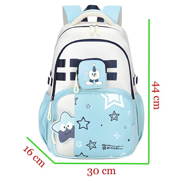 Muggle 3 Bölmeli New Star Kolej Okul Sırt Çantası Turkuaz (MU-1865) - Resim 2