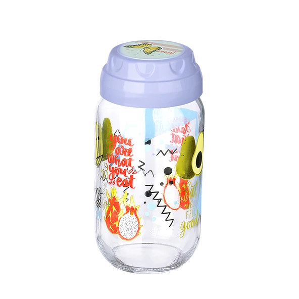 Vintage  Dekoratif  Desenli Cam Kavanoz 1000 ml - 33,8 oz - Avokado - 3