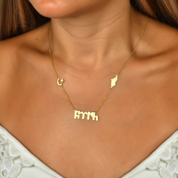 Türk Yazılı Gümüş Kolye - Gümüş - Resim 2