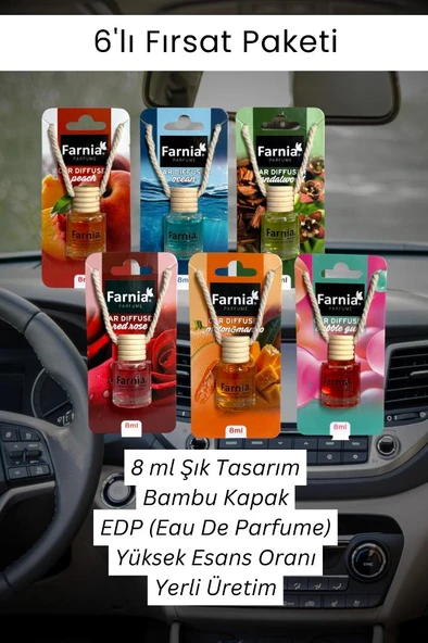 Farnia Yüksek Esanslı Askılı Araç Kokusu EDP Parfüm 8 ml x 6 Adet Fırsat Paketi - 2
