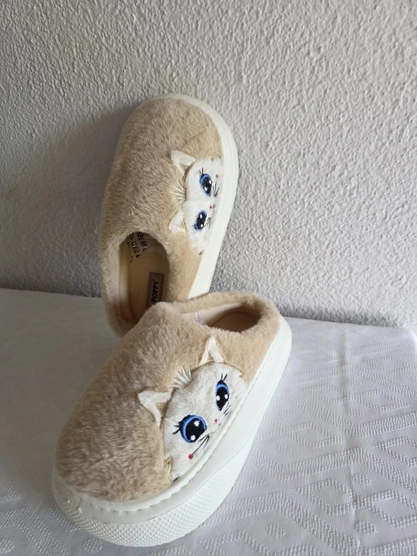 Kadın Kedili Peluş Rahat Ev Terliği 25BNT133 - Resim 11