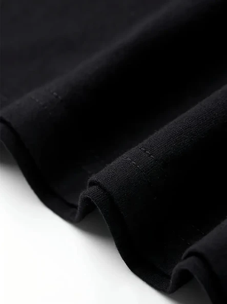 Baskılı Oversize Bisiklet Yaka T-shirt - Siyah - Resim 4