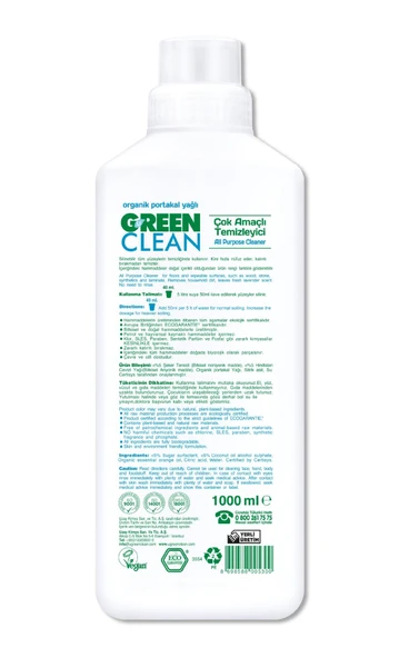 Green Clean Bitkisel Çok Amaçlı Temizleyici 1000ml - 2