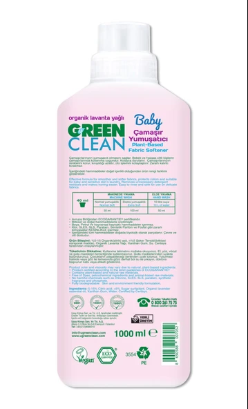 Green Clean Baby Bitkisel Çamaşır Yumuşatıcı 1000ml - 4