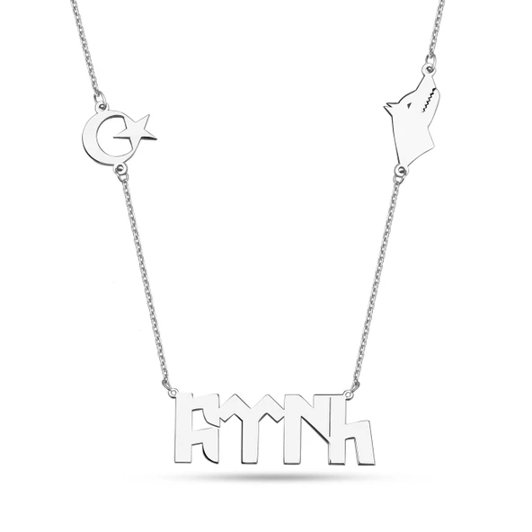 Türk Yazılı Gümüş Kolye - Gümüş ürün görseli 1