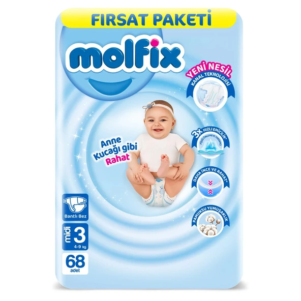 Molfix Bebek Bezi Fırsat Paketi 3 Beden 4-9 Kg 68 Adet - 9