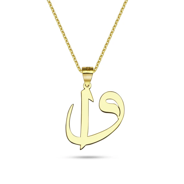 Elif Vav Gümüş Kolye - Altın ürün görseli 1