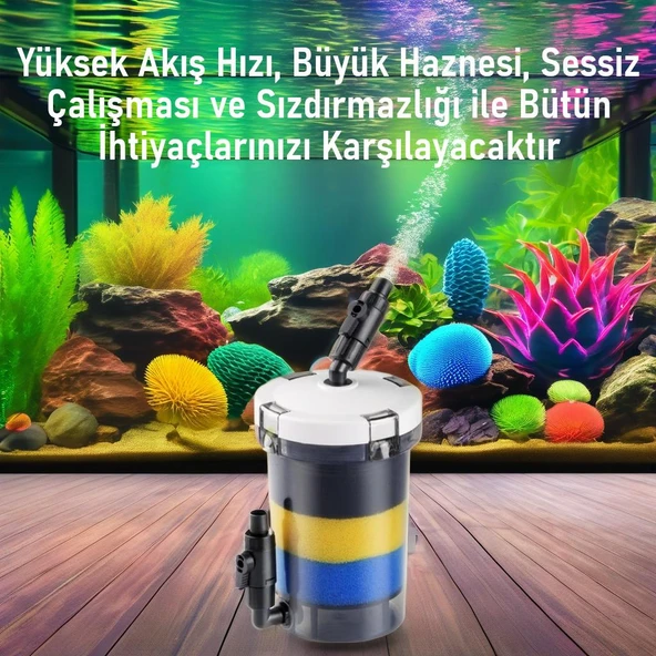 Valkyrie HW-603B Dış Filtre 400 Litre 6W Sessiz Çalışma Transparan Yüksek Kapasite - 7