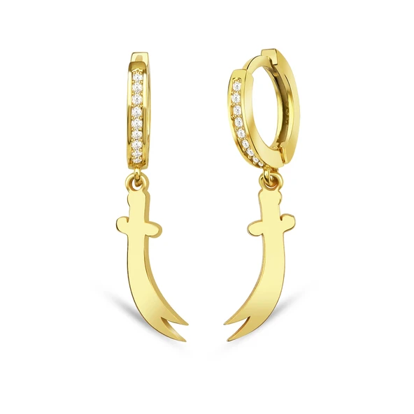 Zülfikar Taşlı Gümüş Küpe - Altın ürün görseli 1