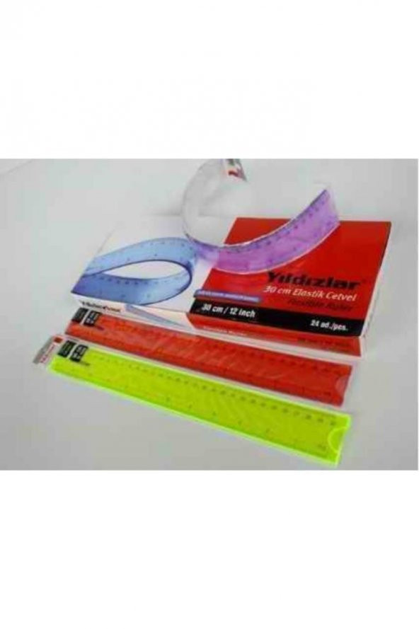 Yıldızlar Standart Cetvel Plastik (24 adet)Flexible Renkli 30 CM 146