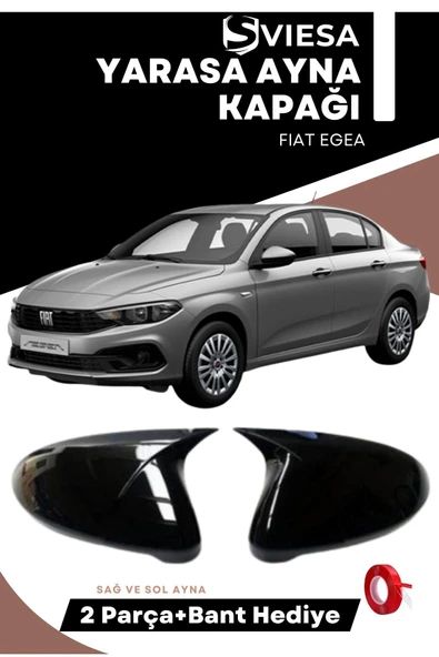 Fiat Egea Uyumlu Batman Yarasa Ayna Kapağı Piano Black - 1
