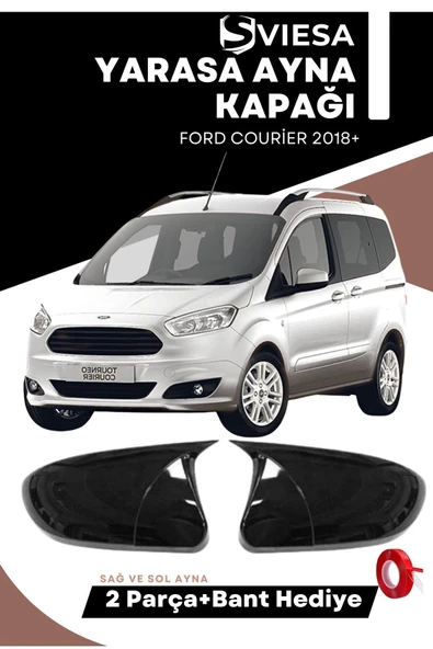 Ford Courier 2018+ Uyumlu Batman Yarasa Ayna Kapağı Piano Black - 1