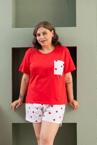 %100 Pamuk Büyük Beden 3 Parça Kadın Pijama Takımı