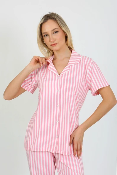 Kısa Kollu Milan Gömlek Pijama Takımı- Genç Anne Serisi