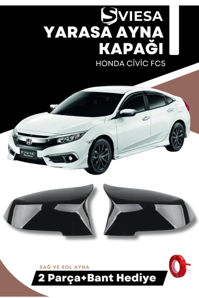 Honda Civic Uyumlu Fc5 Hatchback Sedan Uyumlu Yarasa Ayna Kapağı (PARLAK SİYAH) - 1