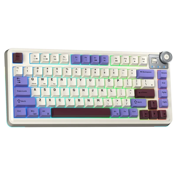 Aula AU75 3 Modlu RGB Hot Swap Mekanik TKL Seiya Switch Kablosuz Makrolu Klavye Bej - Resim 3