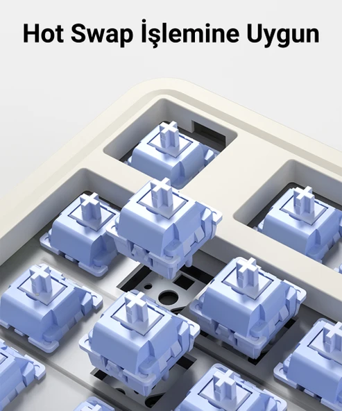 Aula AU75 3 Modlu RGB Hot Swap Mekanik TKL Seiya Switch Kablosuz Makrolu Klavye Siyah - Resim 10