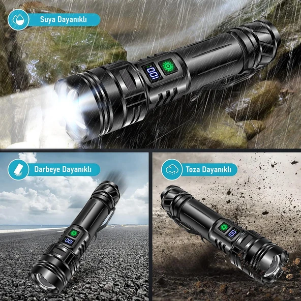 Valkyrie Profesyonel Şarjlı LED El Feneri – Güçlü Avcı Feneri, Uzun Pil Ömrü, Dayanıklı TasarımAvcı Feneri - 7