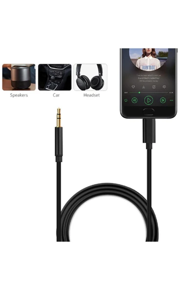 Samsung Xiaomi Uyumlu Aux Kablosu Type-C To Jack Çevirici Dönüştürücü Beyaz Bluetooth Gerektirmez - 8