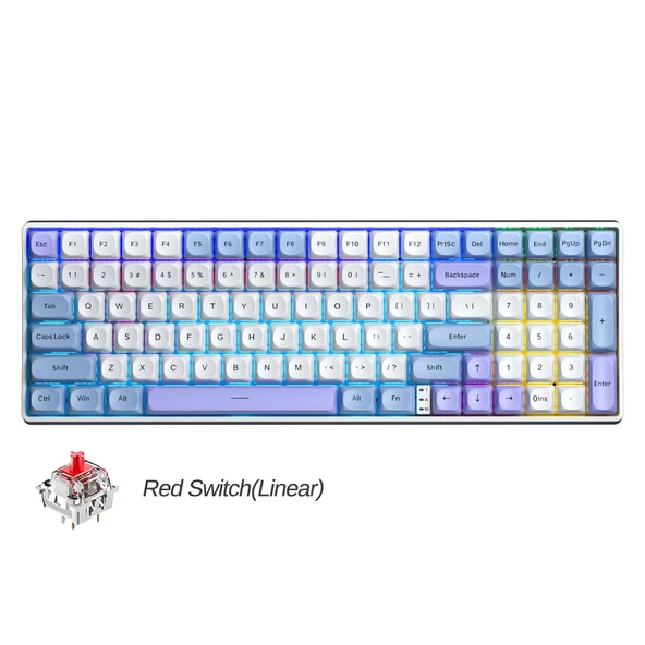 Aula S100 Pro Red Switch Hot Swap RGB Mekanik Klavye Bluetooth Kablolu Kablosuz Bağlantı Mavi ürün görseli 1