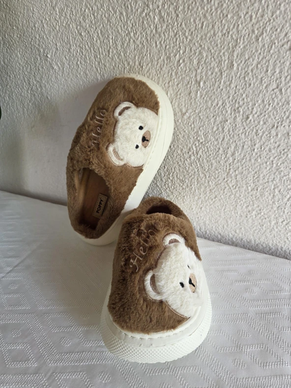 Kadın Ayıcık Desenli Rahat Peluş Ev Terliği 25BNT132 - Resim 8