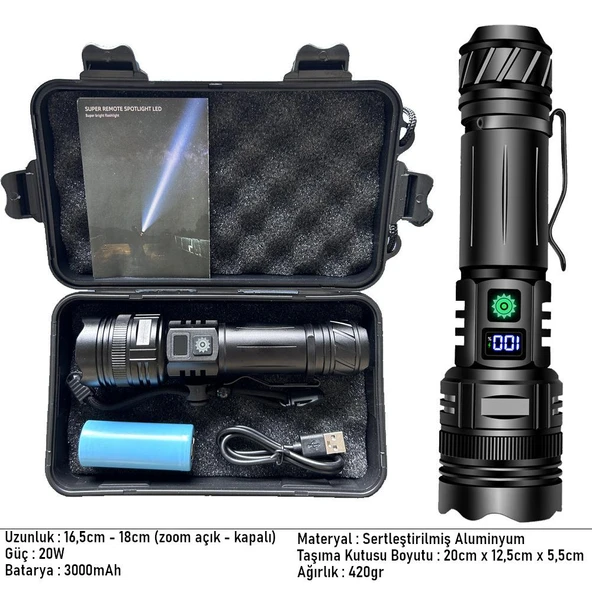 Valkyrie Profesyonel Şarjlı LED El Feneri – Güçlü Avcı Feneri, Uzun Pil Ömrü, Dayanıklı TasarımAvcı Feneri - 5