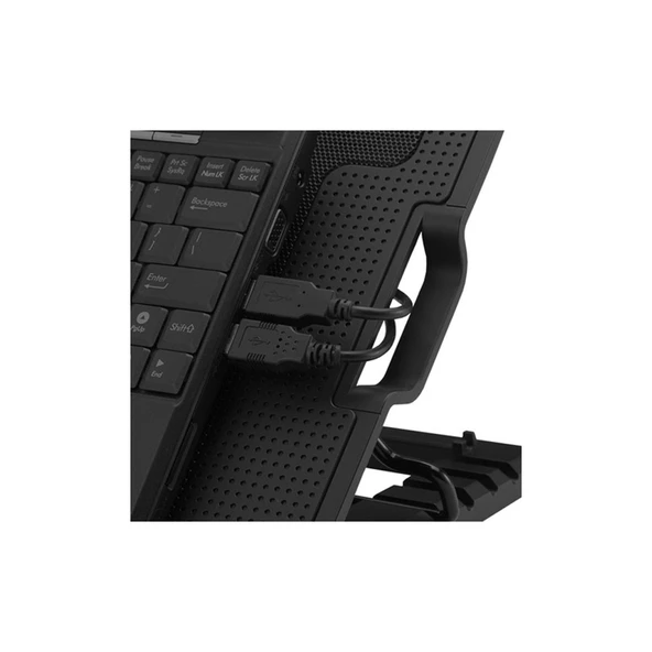 Kademeli Notebook Laptop Soğutucu Mavi Led Işıklı 12 cm Fanlı Stand - 4