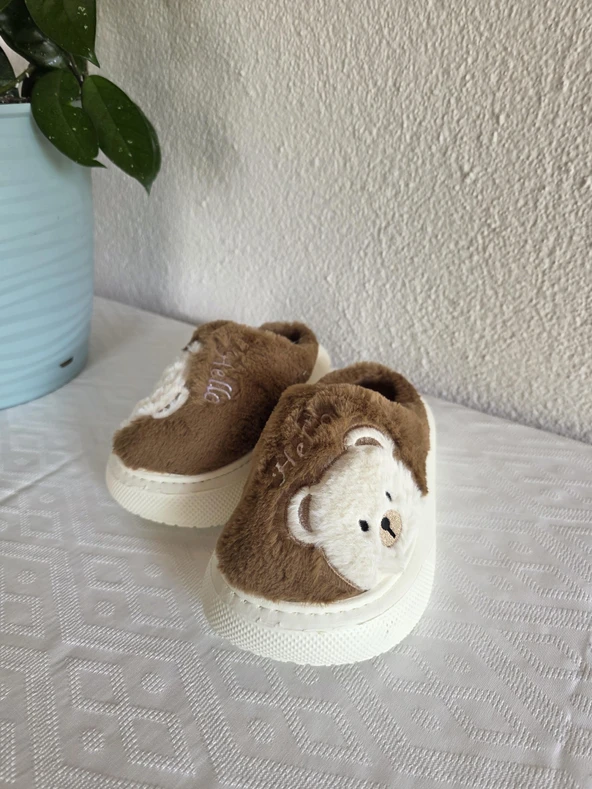 Kadın Ayıcık Desenli Rahat Peluş Ev Terliği 25BNT132 ürün görseli