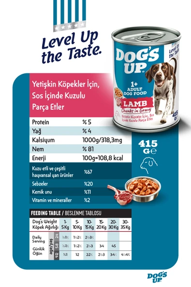 Dogs Up Yaş Yetişkin Köpek Maması Kuzu Etli 415gr 36Lı - 3