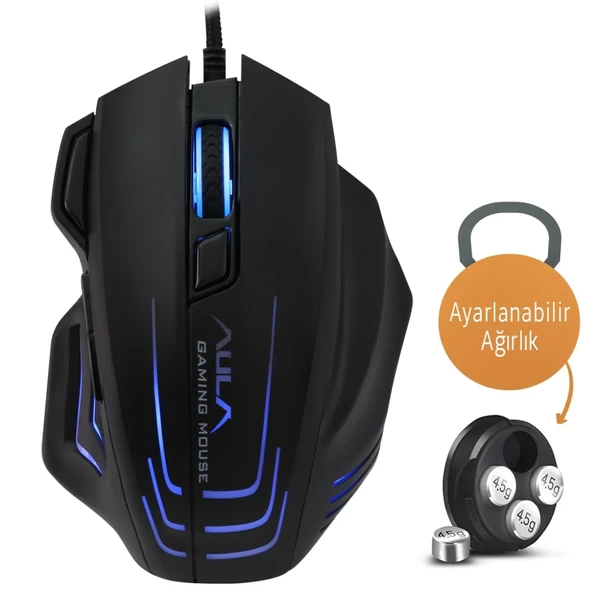 Aula S18 6400DPI RGB 7 Programlanabilir Tuş 1000Hz Kablolu Gaming Oyuncu Mouse - Resim 2